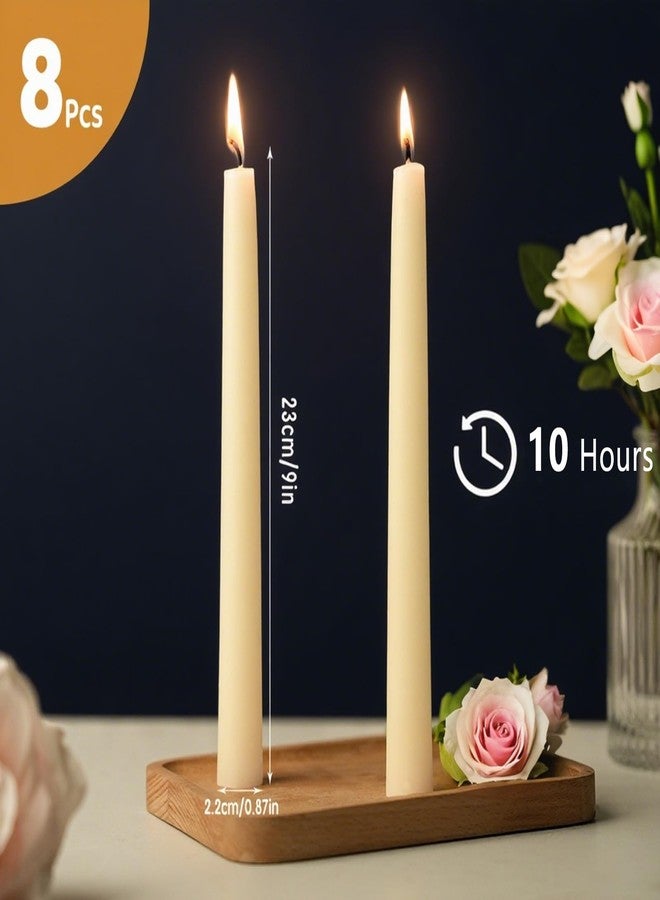 MOSROAD Beeswax Taper Candles White, 9 Inch Natural Beeswax Long Candle Sticks, 10 Hours Burn Time, Smokeless & Dripless Tall Taper Candle for Table Decor, Unscented Bee Wax Tapered Candles (8 Packs) - Image 3